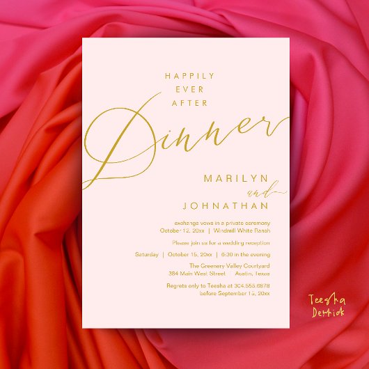 Invitation Réception de mariage moderne : dîner de conte de f