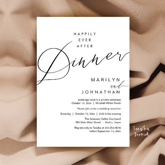 Invitation Réception de mariage moderne : dîner de conte de f