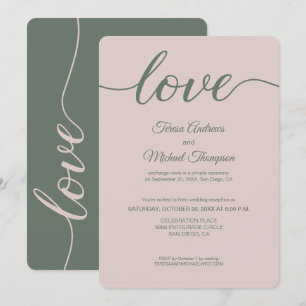 Invitation Réception de Mariage Moderne Dusty Rose et Vert po