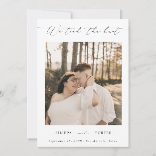 Invitation Réception De Mariage Moderne Elopement Script Seul (Devant)