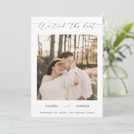 Invitation Réception De Mariage Moderne Elopement Script Seul (Debout devant)