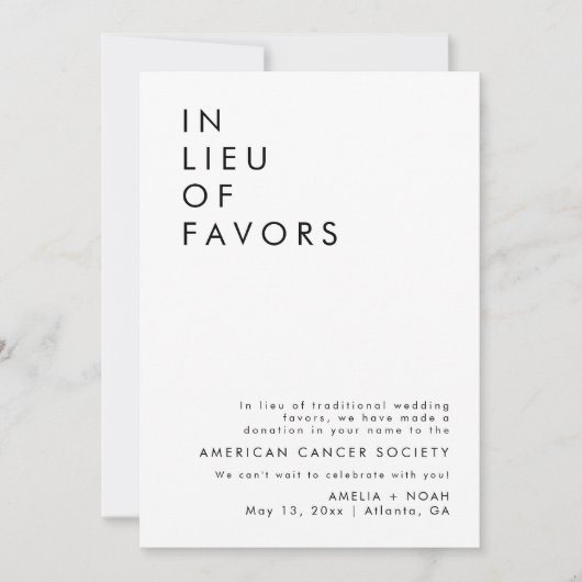 Invitation Réception De Mariage Moderne En Lieu Et Place Des (Devant)