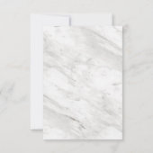 Invitation Réception de mariage moderne en marbre blanc et or (Dos)