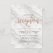 Invitation Réception de mariage moderne en marbre blanc et or (Devant / Derrière)