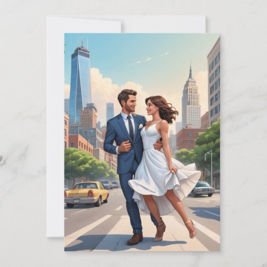 Invitation réception de mariage moderne et heureux après une  (Devant)