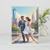 Invitation réception de mariage moderne et heureux après une  (Debout devant)