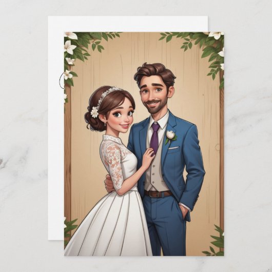 Invitation réception de mariage moderne et heureux après une  (Devant / Derrière)
