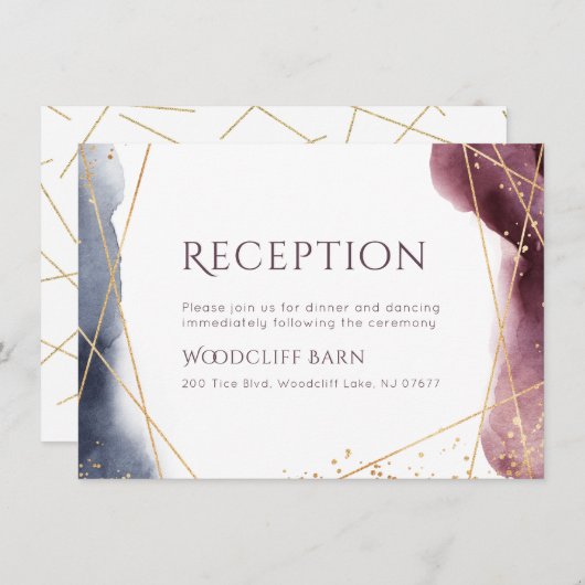 Invitation Réception de mariage moderne géométrique aquarelle (Devant / Derrière)