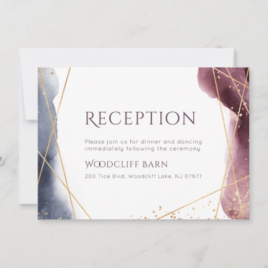 Invitation Réception de mariage moderne géométrique aquarelle (Devant)