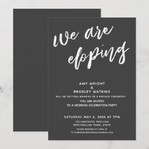 Invitation Réception de mariage moderne gris foncé nous fuyon