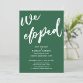 Invitation Réception de mariage Moderne Leaf Green We Eloped (Debout devant)