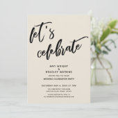 Invitation Réception de mariage moderne Let's Celebrate Cream (Debout devant)