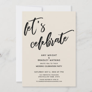 Invitation Réception de mariage moderne Let's Celebrate Cream