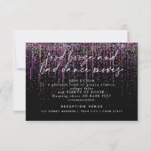 Invitation Réception de mariage moderne Magenta Paillettes (Devant)