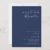 Invitation Réception de mariage moderne minimal bleu marine a (Devant)