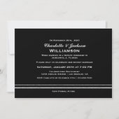 Invitation Réception de mariage moderne noir simple (Devant)