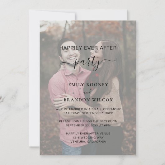 Invitation Réception de mariage moderne simple avec photo sur (Devant)