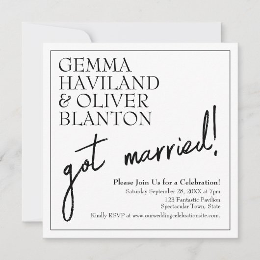 Invitation Réception de mariage moderne simple et bordé (Devant)