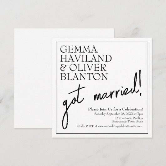 Invitation Réception de mariage moderne simple et bordée (Devant / Derrière)