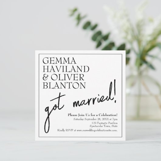 Invitation Réception de mariage moderne simple et bordée (Debout devant)