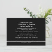 Invitation Réception de mariage moderne simple noir (Debout devant)