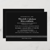 Invitation Réception de mariage moderne simple noir (Devant / Derrière)