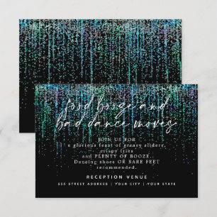 Invitation Réception de mariage moderne Teal Aqua Pailleté