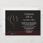 Invitation Réception de mariage moderne Verre à vin noir Part (Devant)