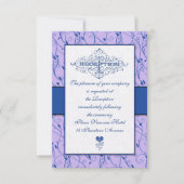 Invitation Réception de mariage Monogram Royal Blue Lilac Swi (Devant)
