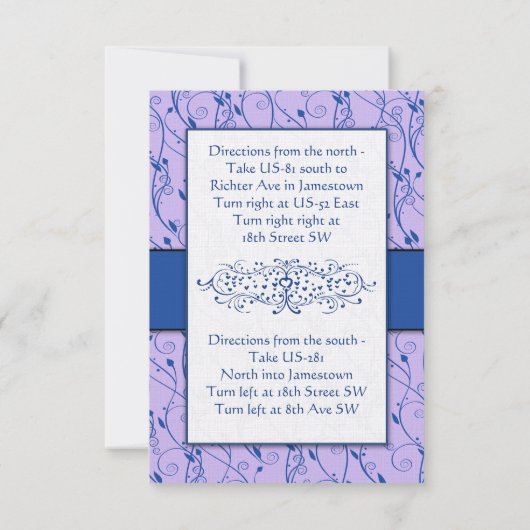 Invitation Réception de mariage Monogram Royal Blue Lilac Swi (Dos)
