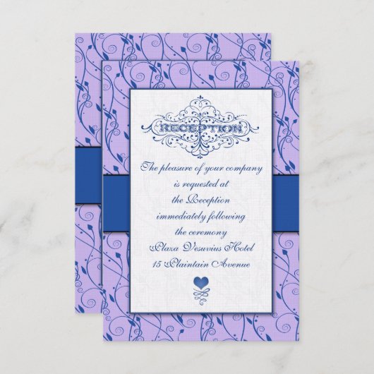 Invitation Réception de mariage Monogram Royal Blue Lilac Swi (Devant / Derrière)