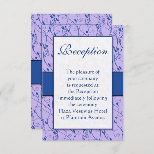 Invitation Réception de mariage Monogram Royal Blue Lilac Swi (Devant / Derrière)