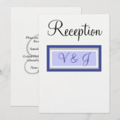 Invitation Réception de mariage monogramme bleu pâle et blanc (Devant / Derrière)