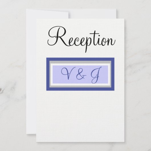 Invitation Réception de mariage monogramme bleu pâle et blanc (Devant)
