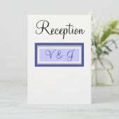 Invitation Réception de mariage monogramme bleu pâle et blanc (Debout devant)
