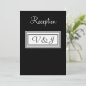 Invitation Réception de mariage Monogramme noir blanc (Debout devant)