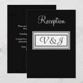 Invitation Réception de mariage monogramme noir et blanc (Devant / Derrière)