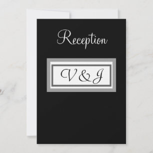 Invitation Réception de mariage monogramme noir et blanc