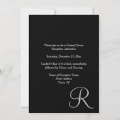 Invitation Réception de mariage monogramme noir et blanc (Dos)