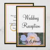 Invitation Réception de mariage Monogramme Roses roses pastel (Devant / Derrière)