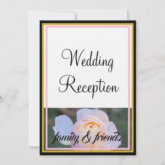 Invitation Réception de mariage Monogramme Roses roses pastel (Devant)