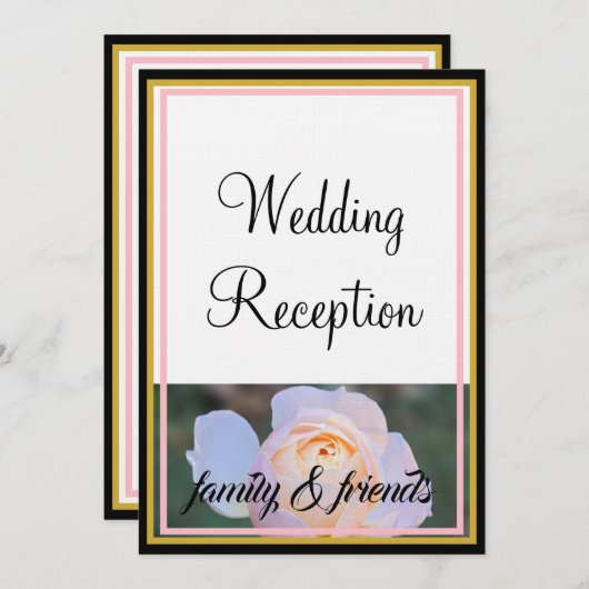 Invitation Réception de mariage monographique Pastel Roses ro (Devant / Derrière)