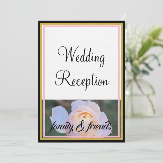 Invitation Réception de mariage monographique Pastel Roses ro (Debout devant)