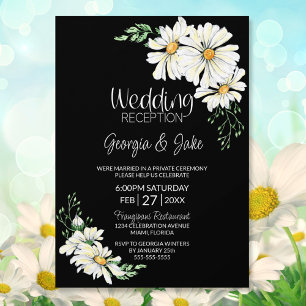 Invitation Réception de mariage Moody Black avec marguerites