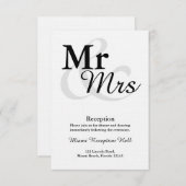 Invitation Réception de mariage Mr&Mrs Simple Typographie Élé (Devant / Derrière)