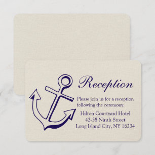 Invitation Réception de mariage nautique Ancre Bleu marine et