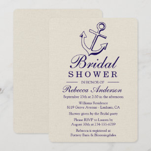 Invitation Réception de mariage nautique bleu ancre de bateau