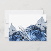 Invitation Réception de mariage Navy & Blanc avec fleurs arge (Dos)