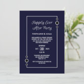 Invitation Réception de mariage Navy Blue Happily Ever After (Debout devant)