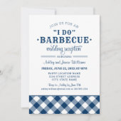Invitation Réception de mariage Navy Gingham 'I Do BBQ' (Devant)